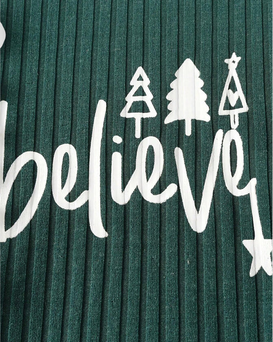 Girls 2 Pc Believe Shirt Plaid Skirt