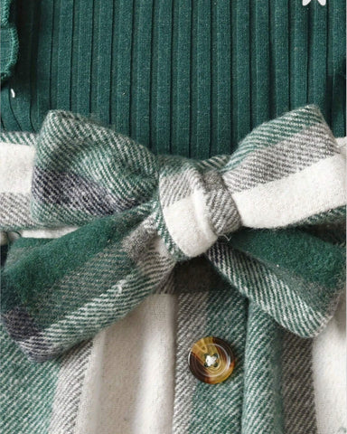 Girls 2 Pc Believe Shirt Plaid Skirt