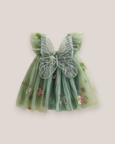 Baby Girl Mesh Flower Butterfly Wings Bodysuit