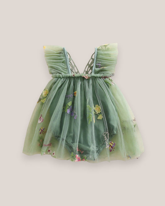 Baby Girl Mesh Flower Butterfly Wings Bodysuit