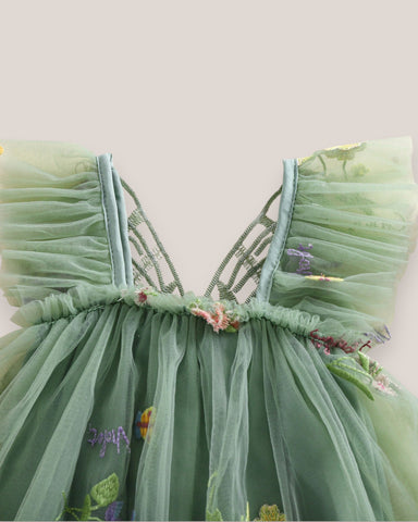 Baby Girl Mesh Flower Butterfly Wings Bodysuit