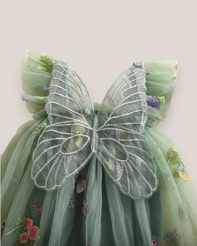 Baby Girl Mesh Flower Butterfly Wings Bodysuit