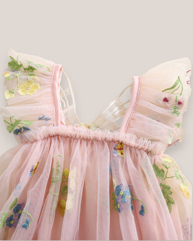 Baby Girl Mesh Flower Butterfly Wings Bodysuit