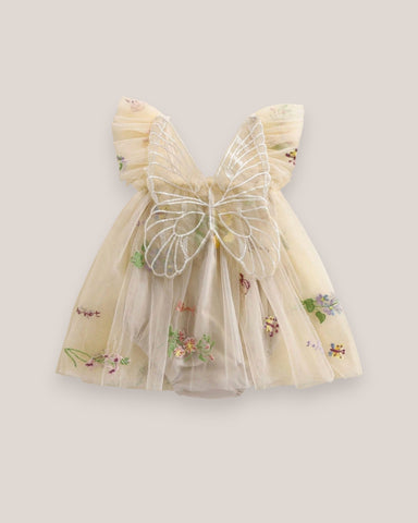 Baby Girl Mesh Flower Butterfly Wings Bodysuit