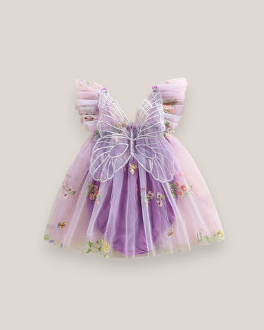 Baby Girl Mesh Flower Butterfly Wings Bodysuit
