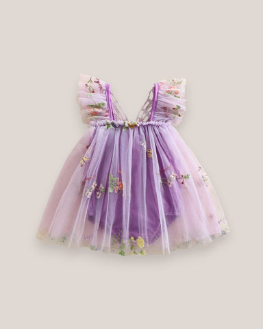 Baby Girl Mesh Flower Butterfly Wings Bodysuit