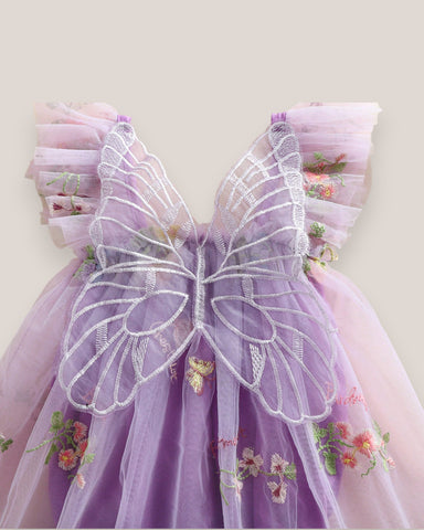 Baby Girl Mesh Flower Butterfly Wings Bodysuit