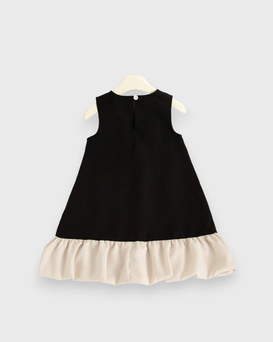 Girls Ruffle Bow Flare Hem Dress
