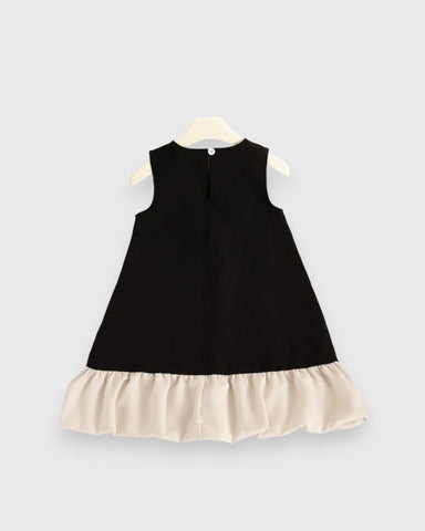 Girls Ruffle Bow Flare Hem Dress