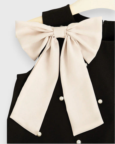 Girls Ruffle Bow Flare Hem Dress