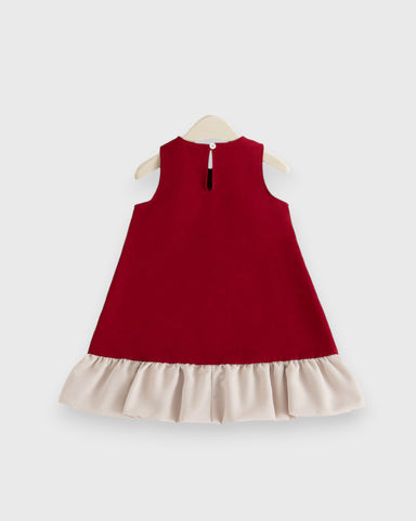 Girls Ruffle Bow Flare Hem Dress