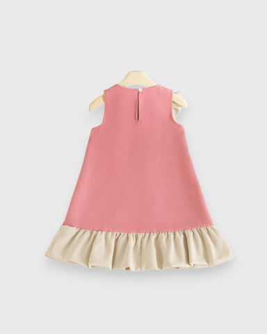 Girls Ruffle Bow Flare Hem Dress