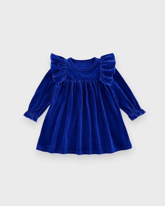 Baby Girl Velvet Ruffle Flared Dress