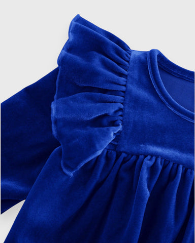 Baby Girl Velvet Ruffle Flared Dress