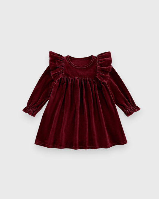 Baby Girl Velvet Ruffle Flared Dress