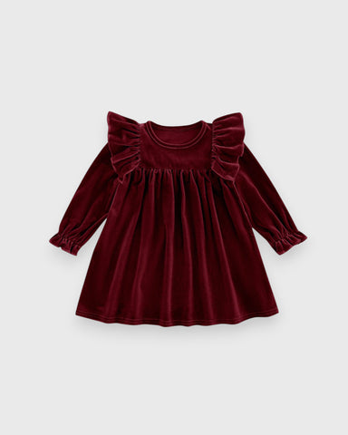 Baby Girl Velvet Ruffle Flared Dress