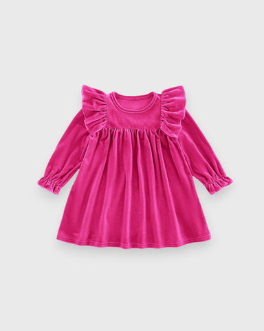 Baby Girl Velvet Ruffle Flared Dress