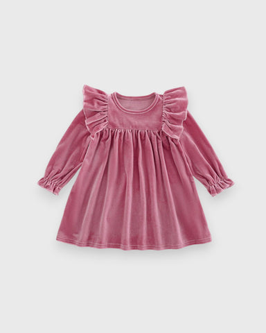 Baby Girl Velvet Ruffle Flared Dress
