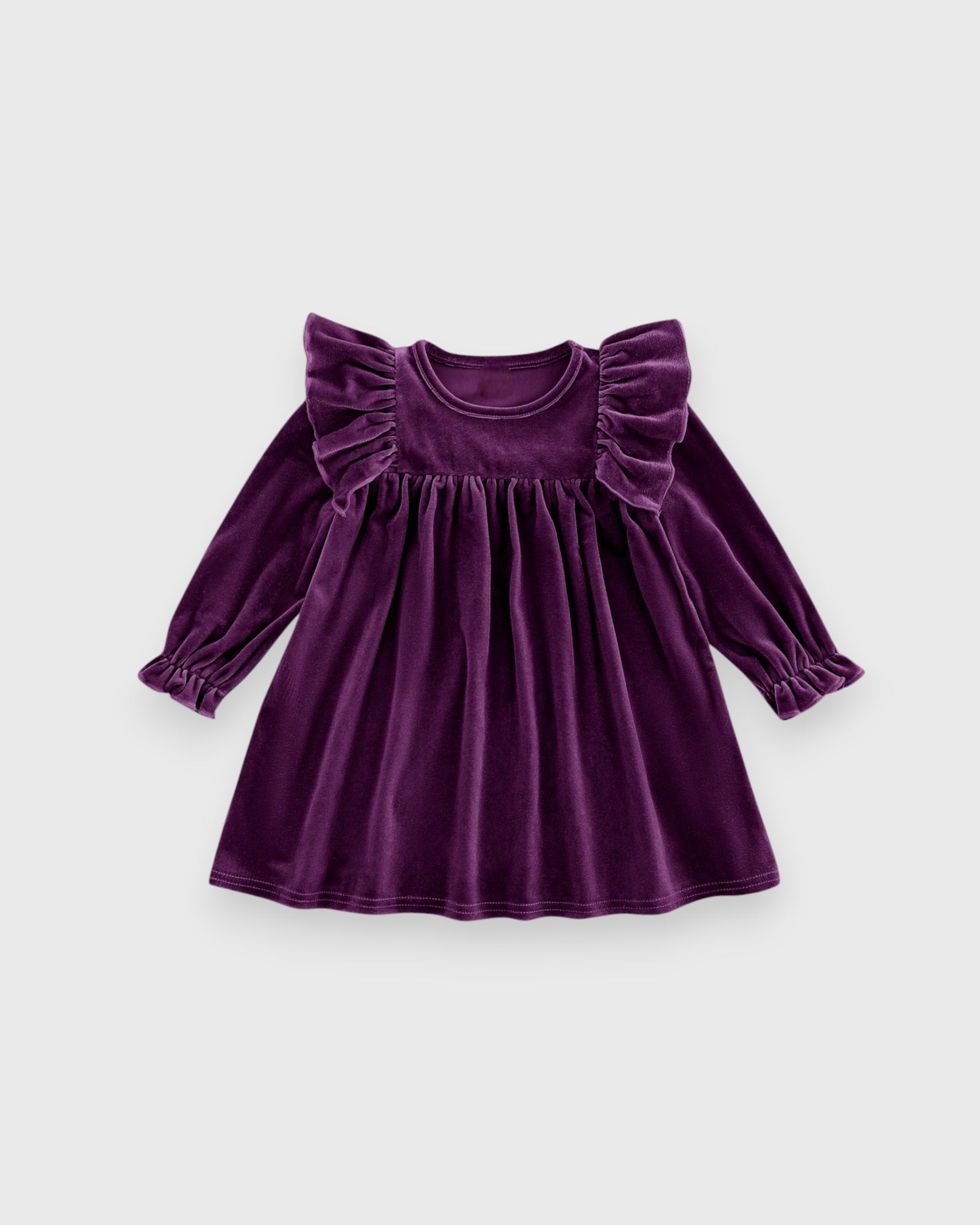 Baby Girl Velvet Ruffle Flared Dress 18-24 months / Grape Baby Girl Velvet Ruffle Flared Dress 18-24 months / Grape