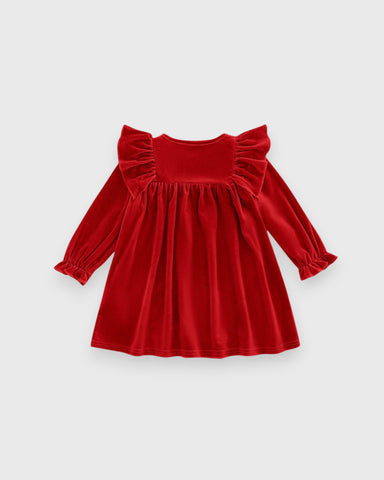 Baby Girl Velvet Ruffle Flared Dress