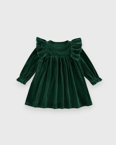 Baby Girl Velvet Ruffle Flared Dress
