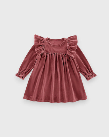 Baby Girl Velvet Ruffle Flared Dress