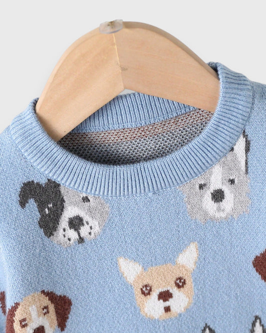 2 Pc Baby Boy Doggy Print Sweater Set