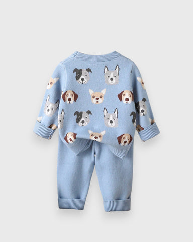 2 Pc Baby Boy Doggy Print Sweater Set
