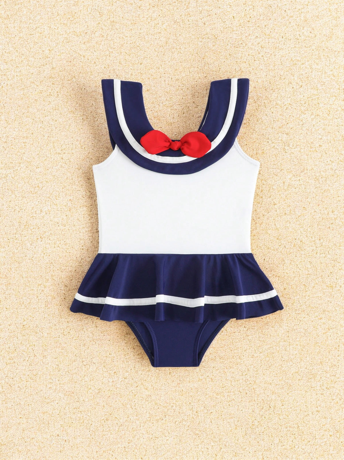 Baby Girl One-Piece Sailor Swimsuit