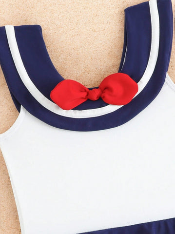 Baby Girl One-Piece Sailor Swimsuit