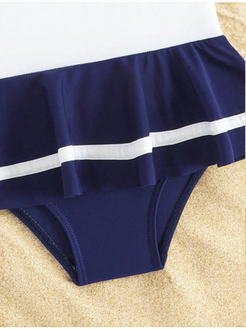 Baby Girl One-Piece Sailor Swimsuit