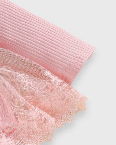 2 Pc Baby Girl Flower Applique Mesh Skirt Bodysuit Dress