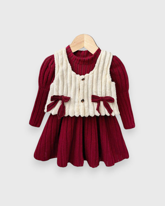 2 Pcs Baby Girl Plush Vest with Dress