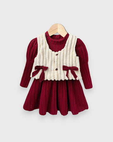 2 Pcs Baby Girl Plush Vest with Dress