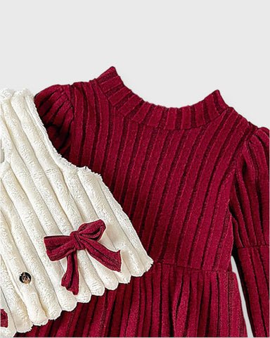 2 Pcs Baby Girl Plush Vest with Dress