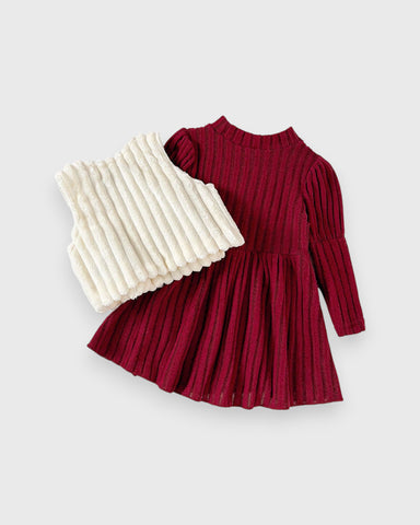 2 Pcs Baby Girl Plush Vest with Dress