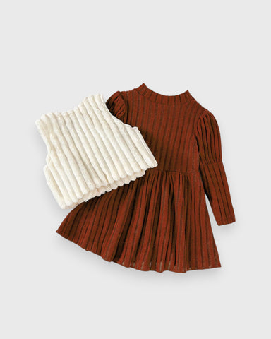 2 Pcs Baby Girl Plush Vest with Dress