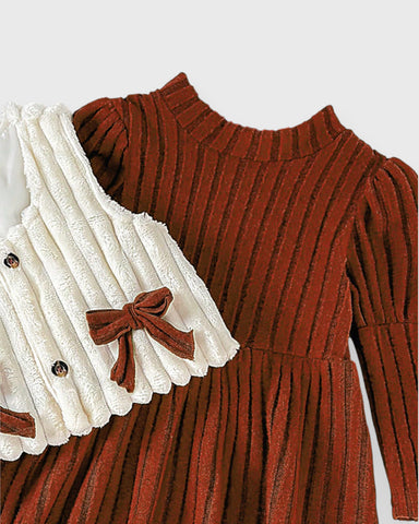 2 Pcs Baby Girl Plush Vest with Dress