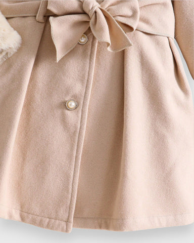Girls Furry Collar and Cuff Coat