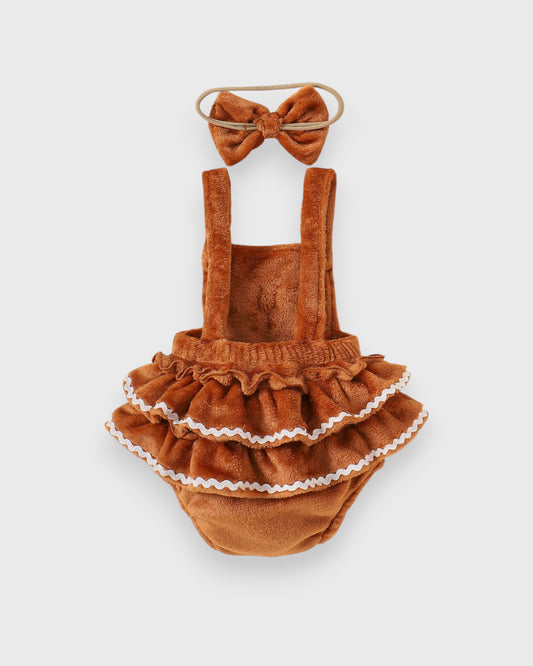 2 Pc Baby Girl Gingerbread Bodysuit with Bow