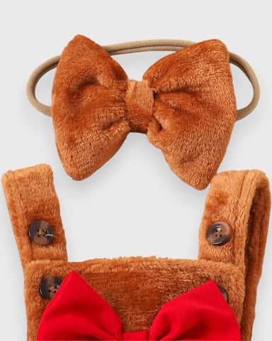 2 Pc Baby Girl Gingerbread Bodysuit with Bow