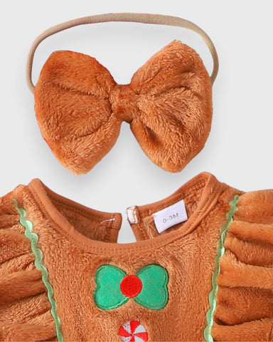 2 Pc Baby Girl Gingerbread Bodysuit Dress