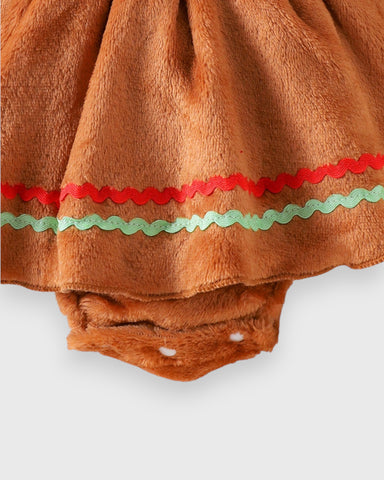2 Pc Baby Girl Gingerbread Bodysuit Dress