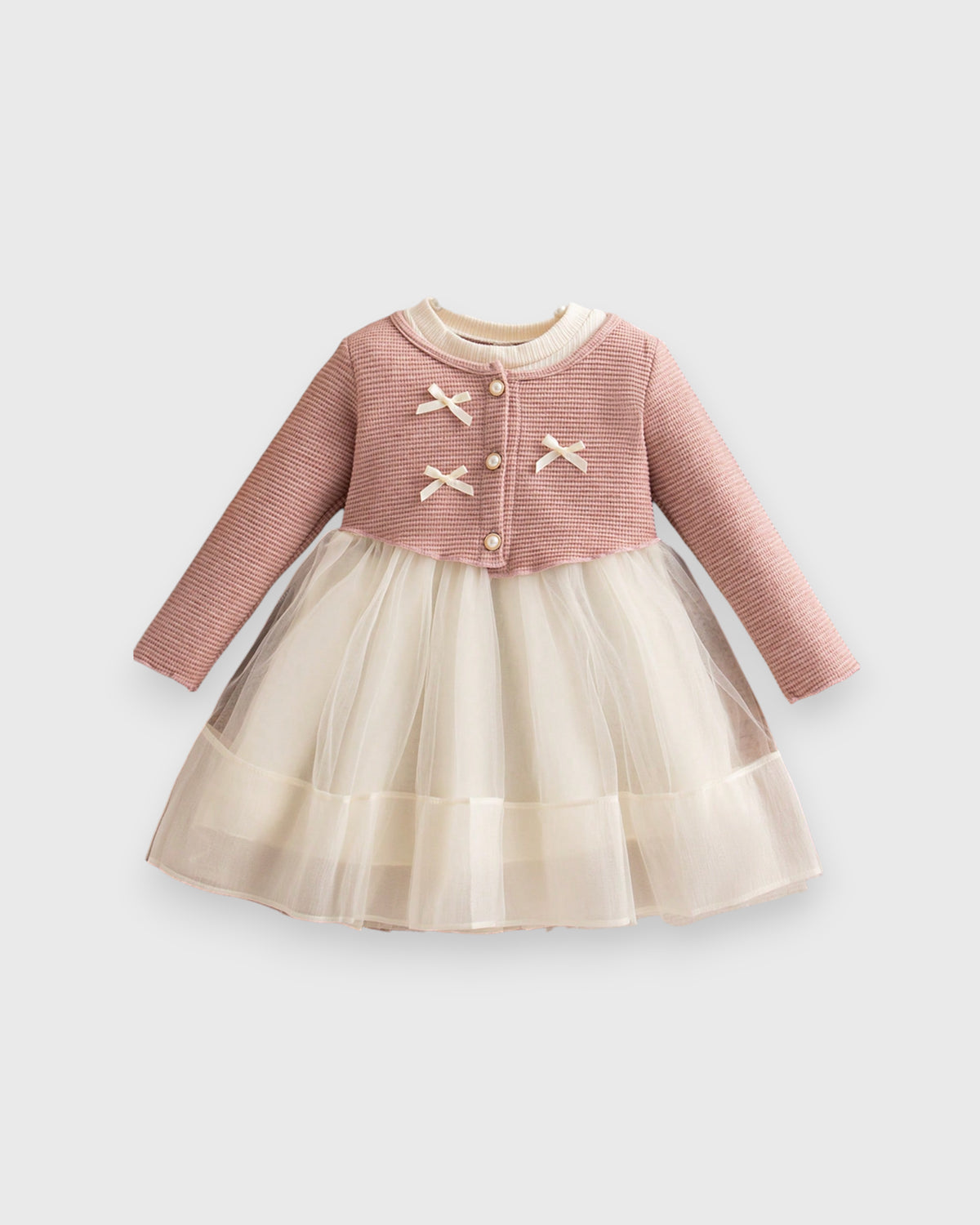 Baby Girl 2 in 1 Faux Cardi Tulle Dress