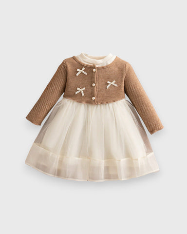 Baby Girl 2 in 1 Faux Cardi Tulle Dress