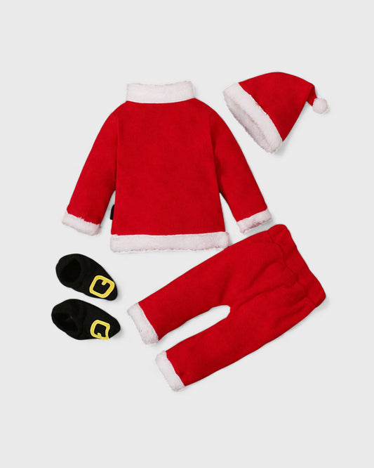 4 Pc Baby Santa Clause Fleece Costume