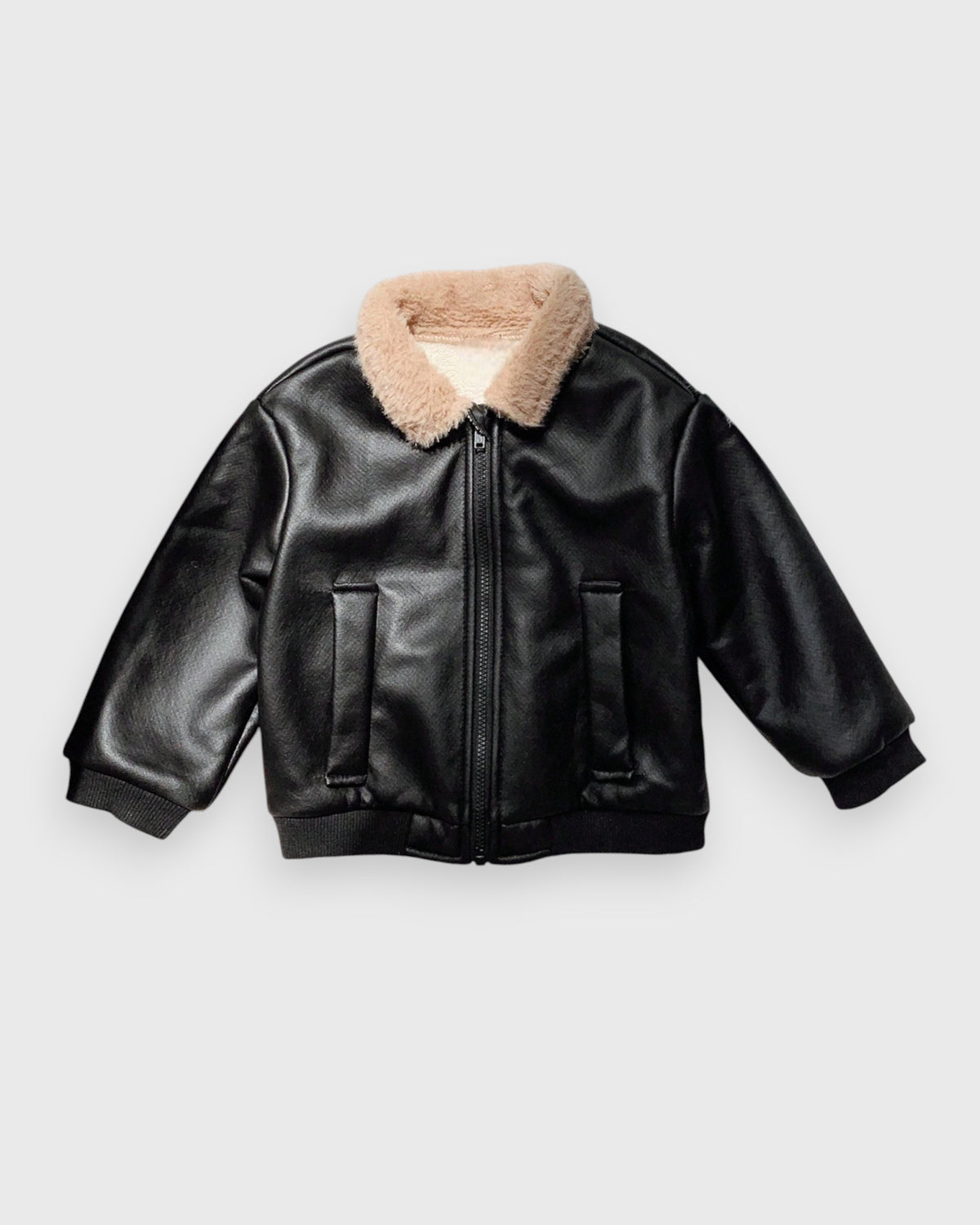 Baby Boy Faux Leather Sherpa Lined Jacket