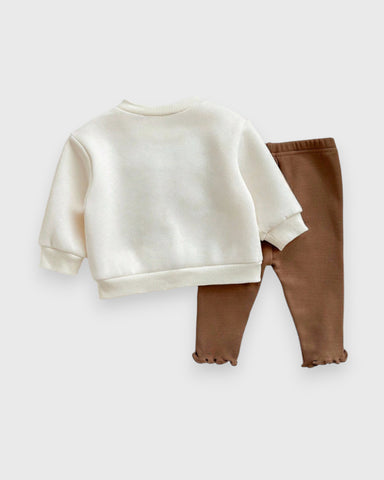 2 Pc Infant Baby Girl Leopard Bow Sweatshirt Set