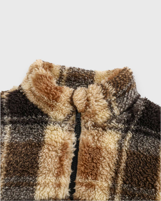 2 Pcs Baby Girl Fleece Plaid Quarter Zip with Leggings