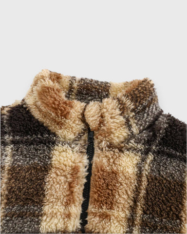 2 Pcs Baby Girl Fleece Plaid Quarter Zip with Leggings